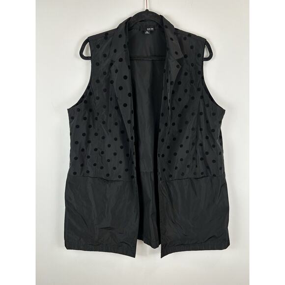 Sun Kim Jackets & Blazers - Sun Kim Black Pocket Vest Polka Dot Velvet Jacket Size XL Lagenlook USA